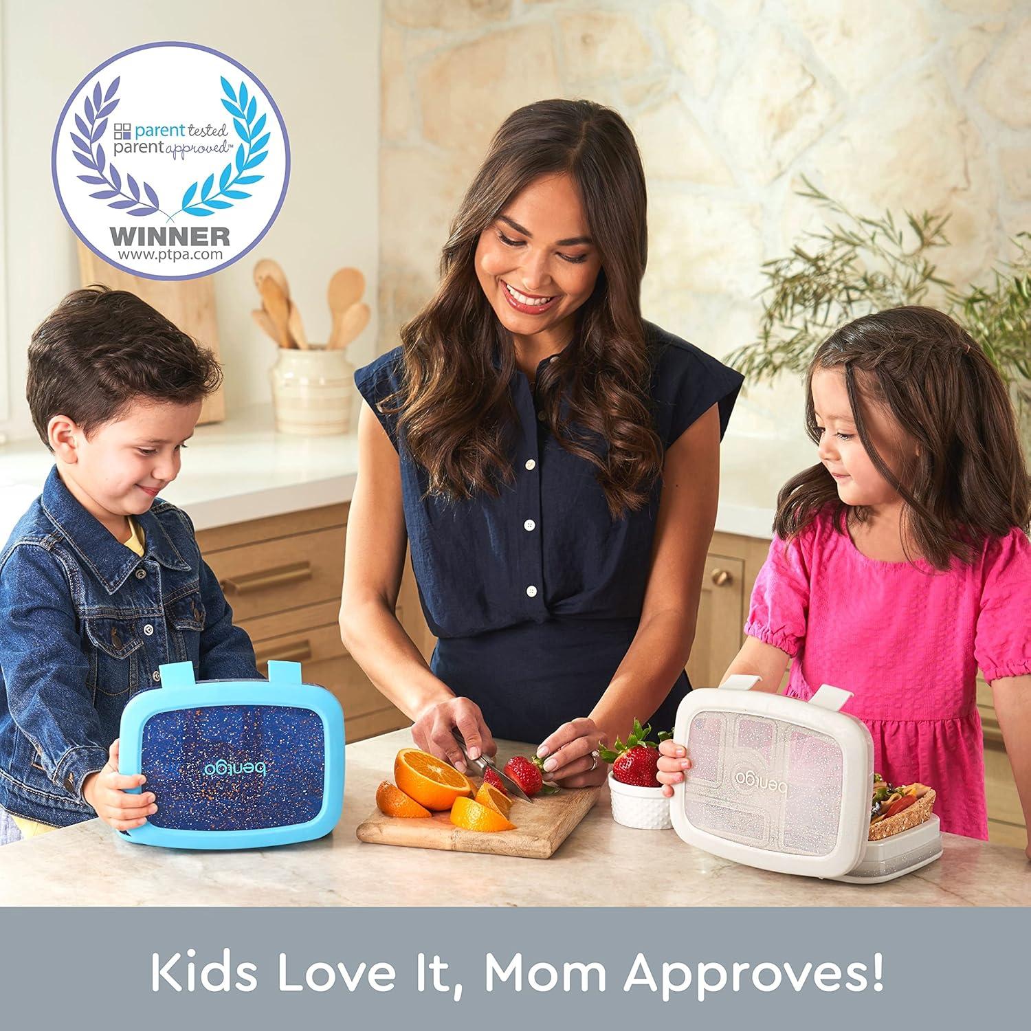 imageBentgo Kids 5Compartment Lunch Box With Insulated Lunch Bag Glitter Edition Silver