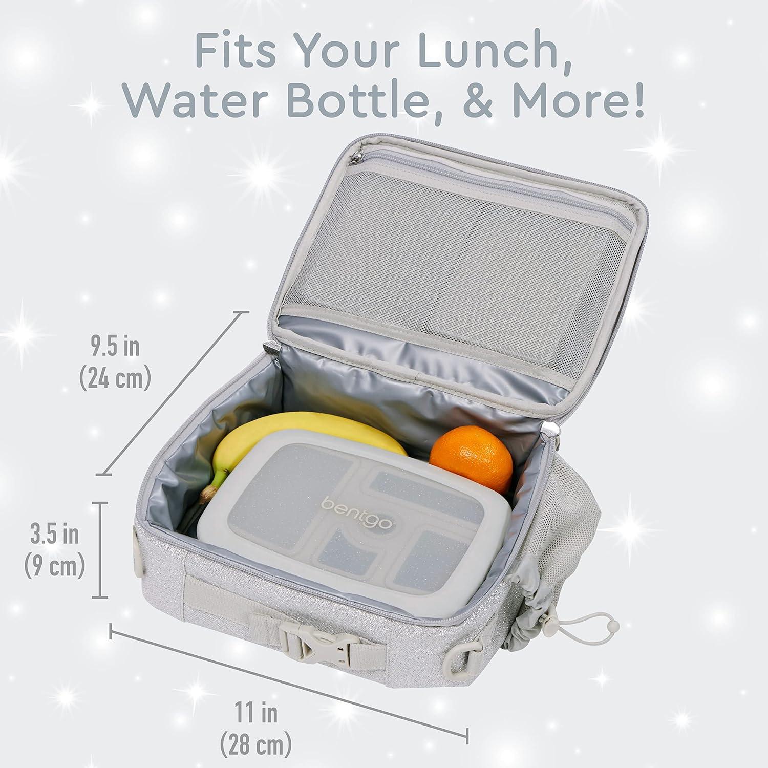 imageBentgo Kids 5Compartment Lunch Box With Insulated Lunch Bag Glitter Edition Silver
