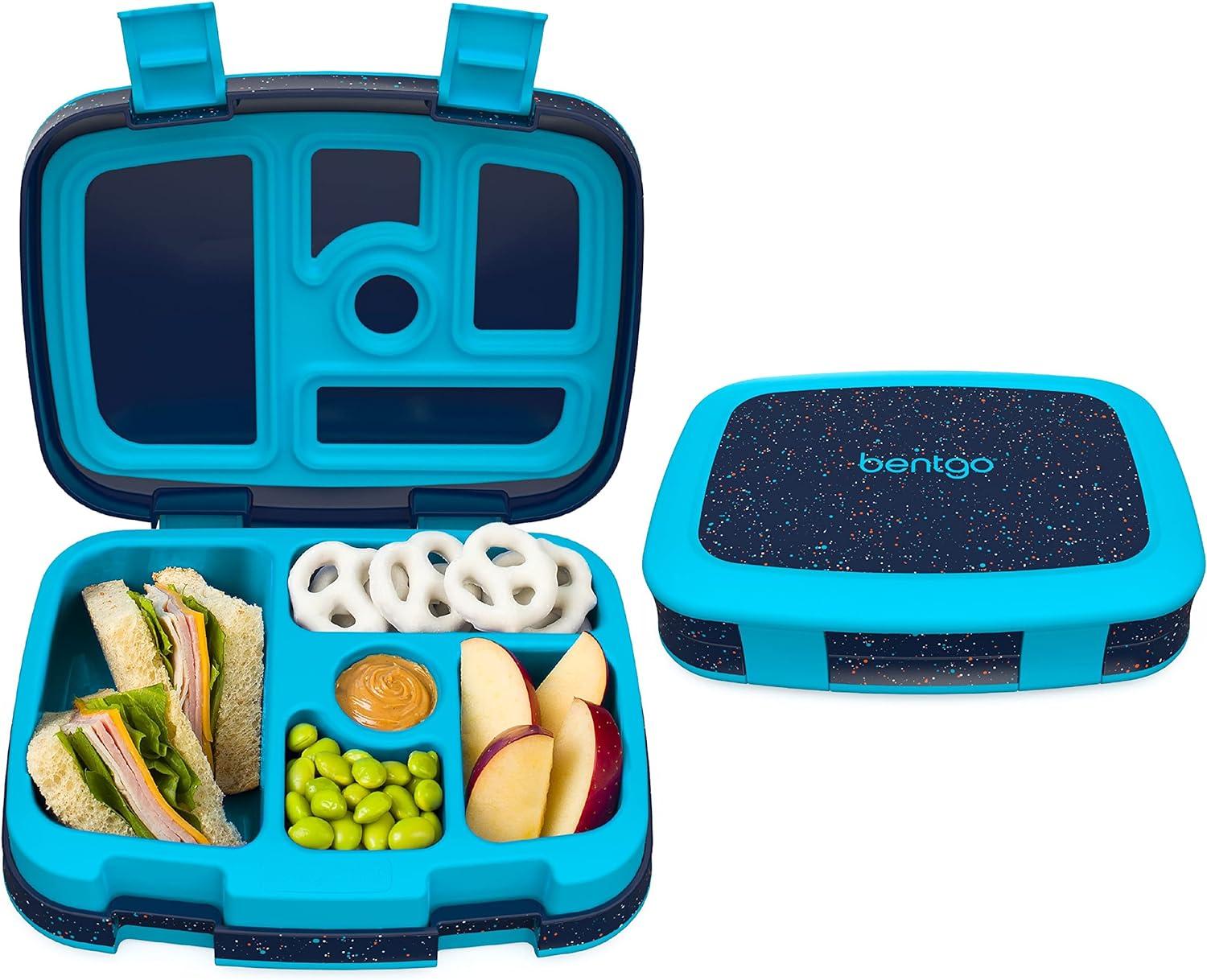 imageBentgo Kids 5Compartment Lunch Box With Kids 2in1 Backpack amp Insulated Lunch Bag Confetti Edition Abyss Blue