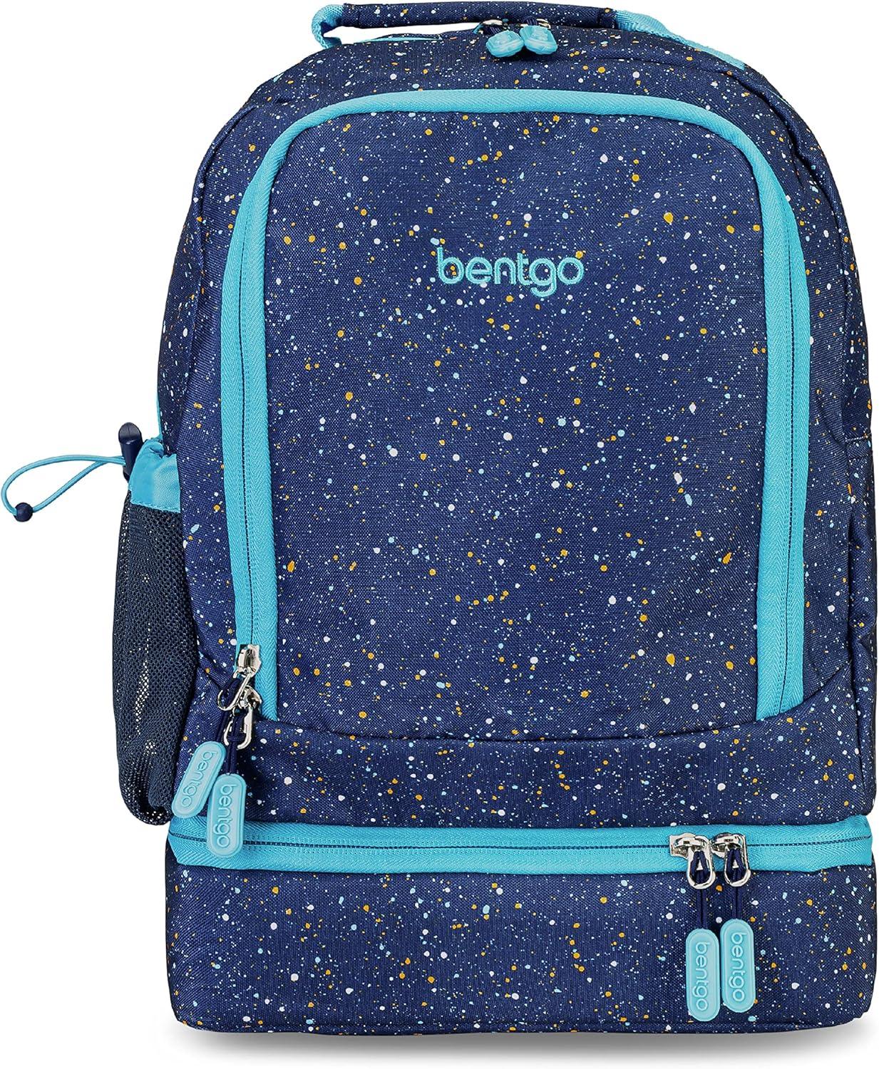 imageBentgo Kids 5Compartment Lunch Box With Kids 2in1 Backpack amp Insulated Lunch Bag Confetti Edition Abyss Blue