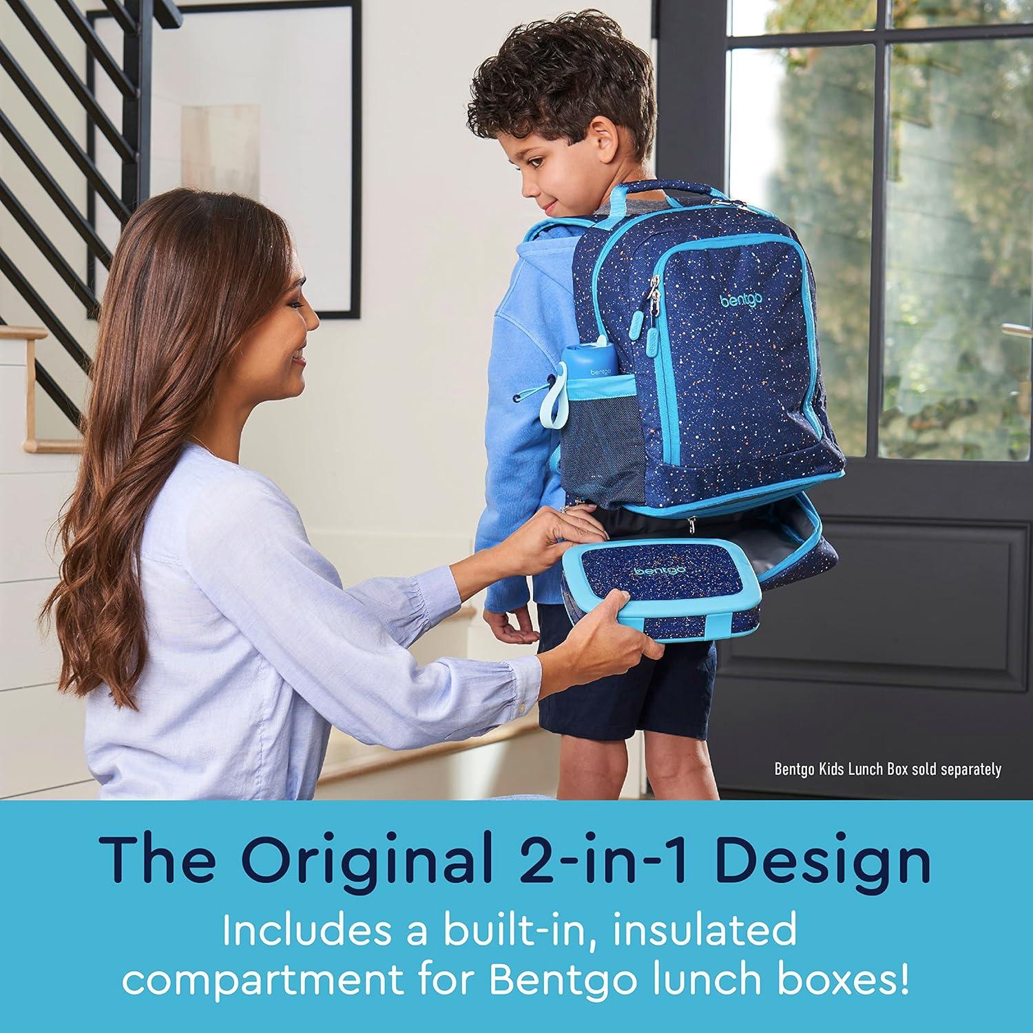 imageBentgo Kids 5Compartment Lunch Box With Kids 2in1 Backpack amp Insulated Lunch Bag Confetti Edition Abyss Blue