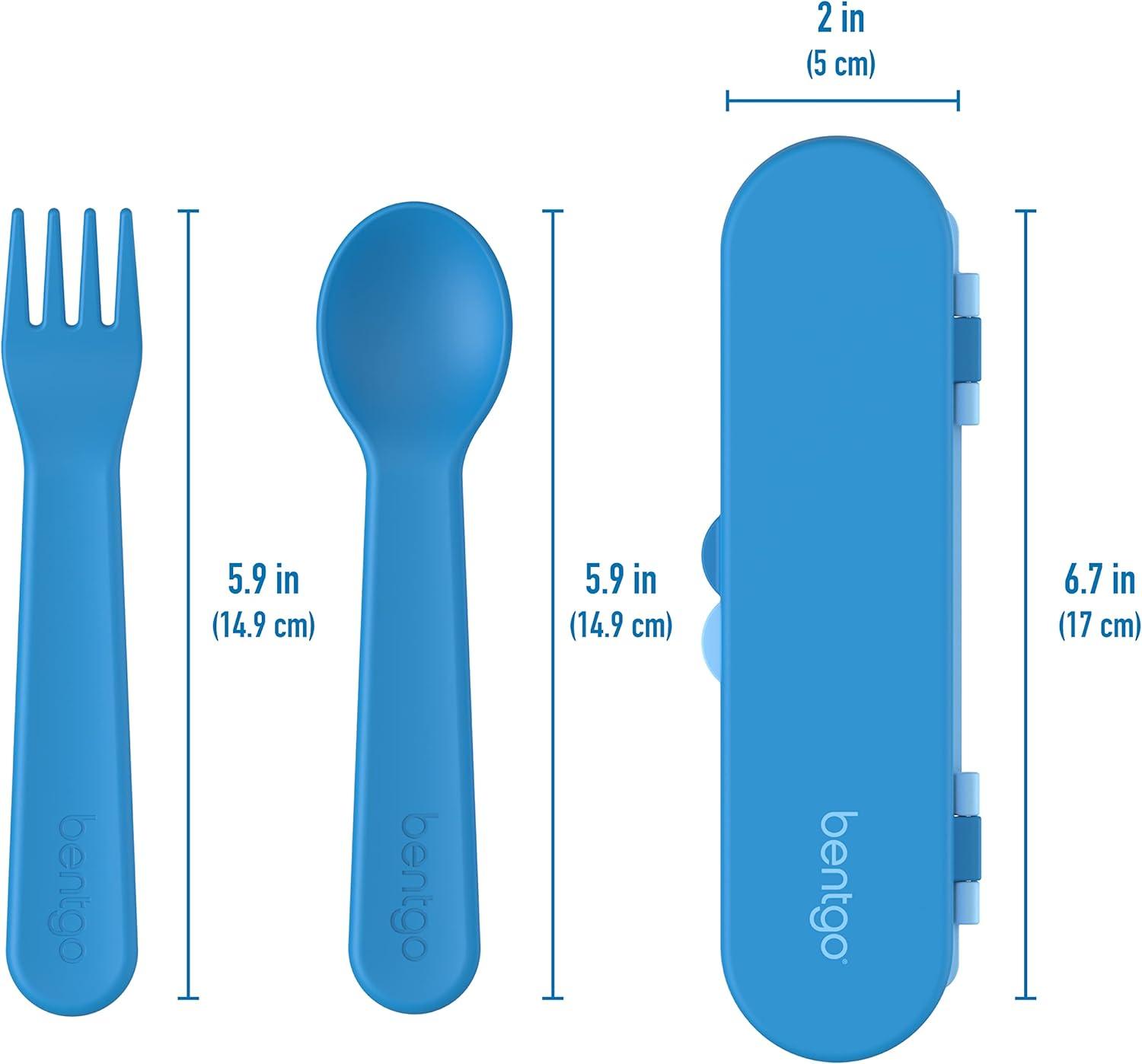 imageBentgo Kids Chill Lunch Box GreenNavy With Kids Reusable Plastic Utensils Blue