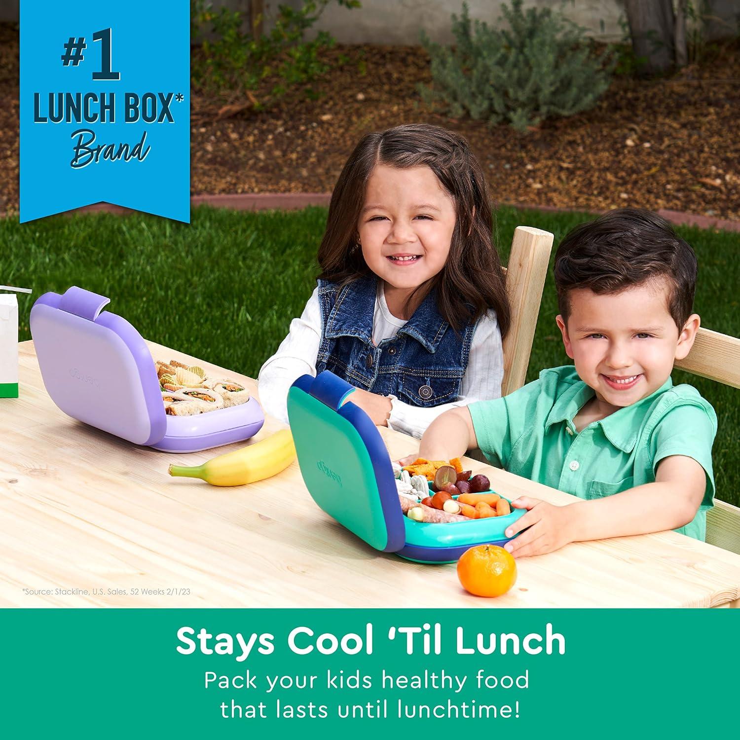 imageBentgo Kids Chill Lunch Box GreenNavy With Kids Reusable Plastic Utensils Blue
