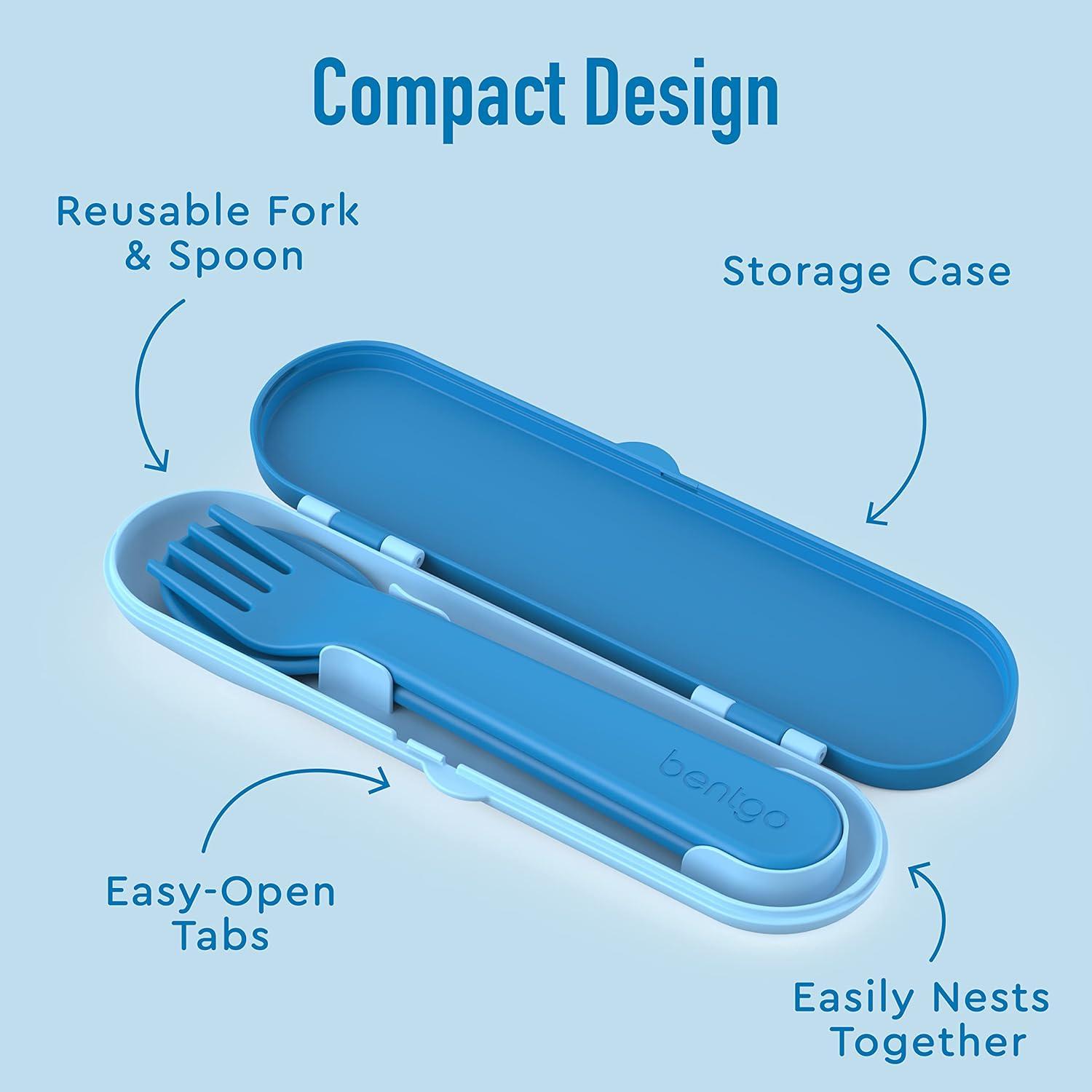 imageBentgo Kids Chill Lunch Box GreenNavy With Kids Reusable Plastic Utensils Blue