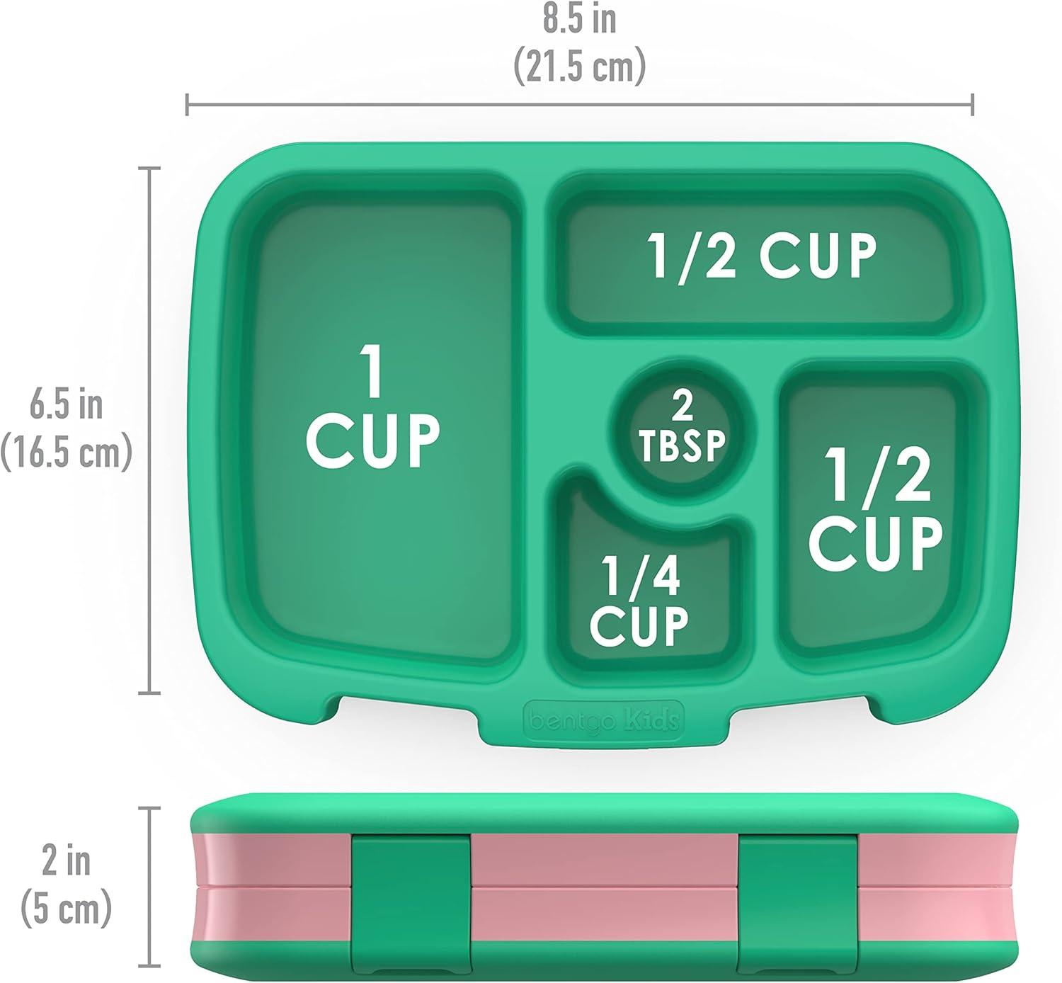 imageBentgo Kids Prints 5Compartment BentoStyle Kids Lunch Box Set with Reusable Plastic Utensils Tropical