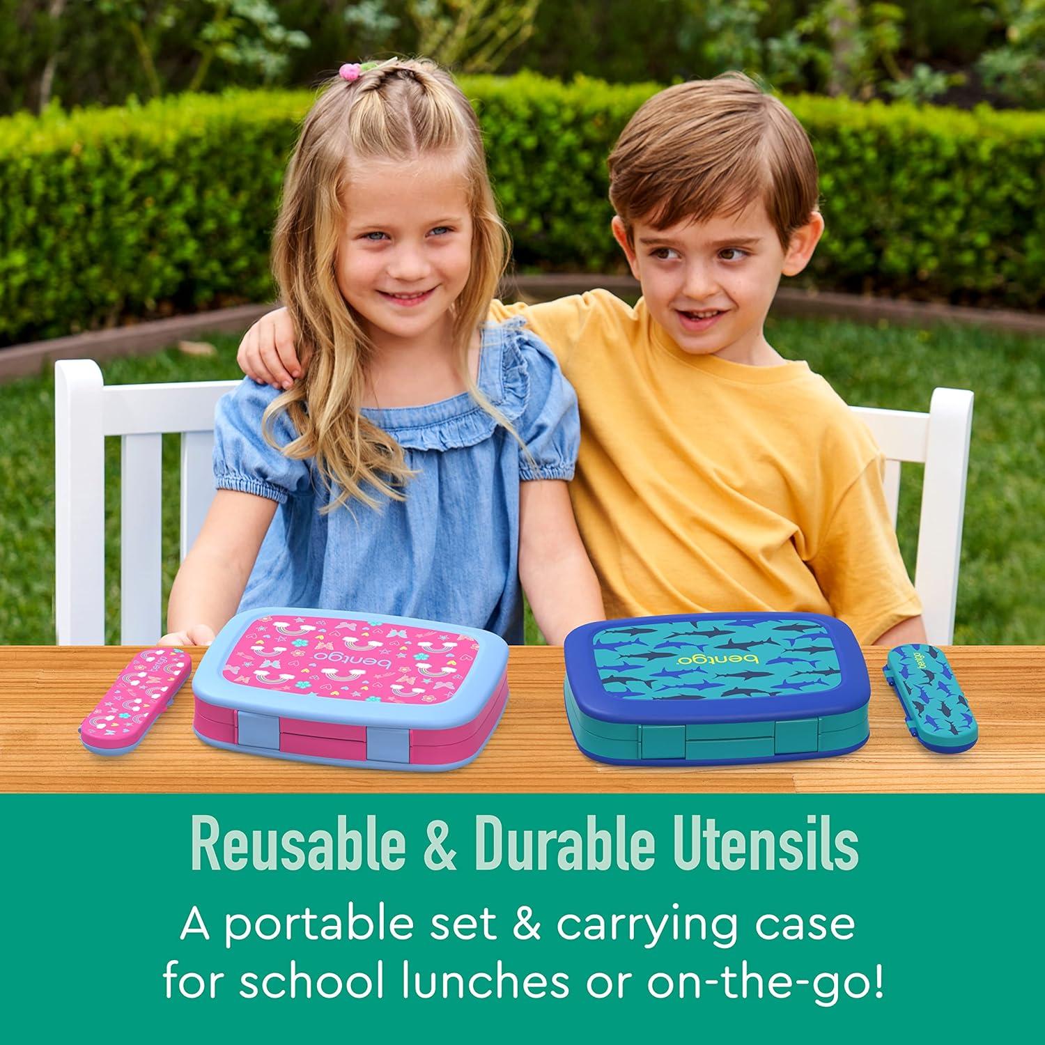 imageBentgo Kids Prints 5Compartment BentoStyle Kids Lunch Box Set with Reusable Plastic Utensils Tropical