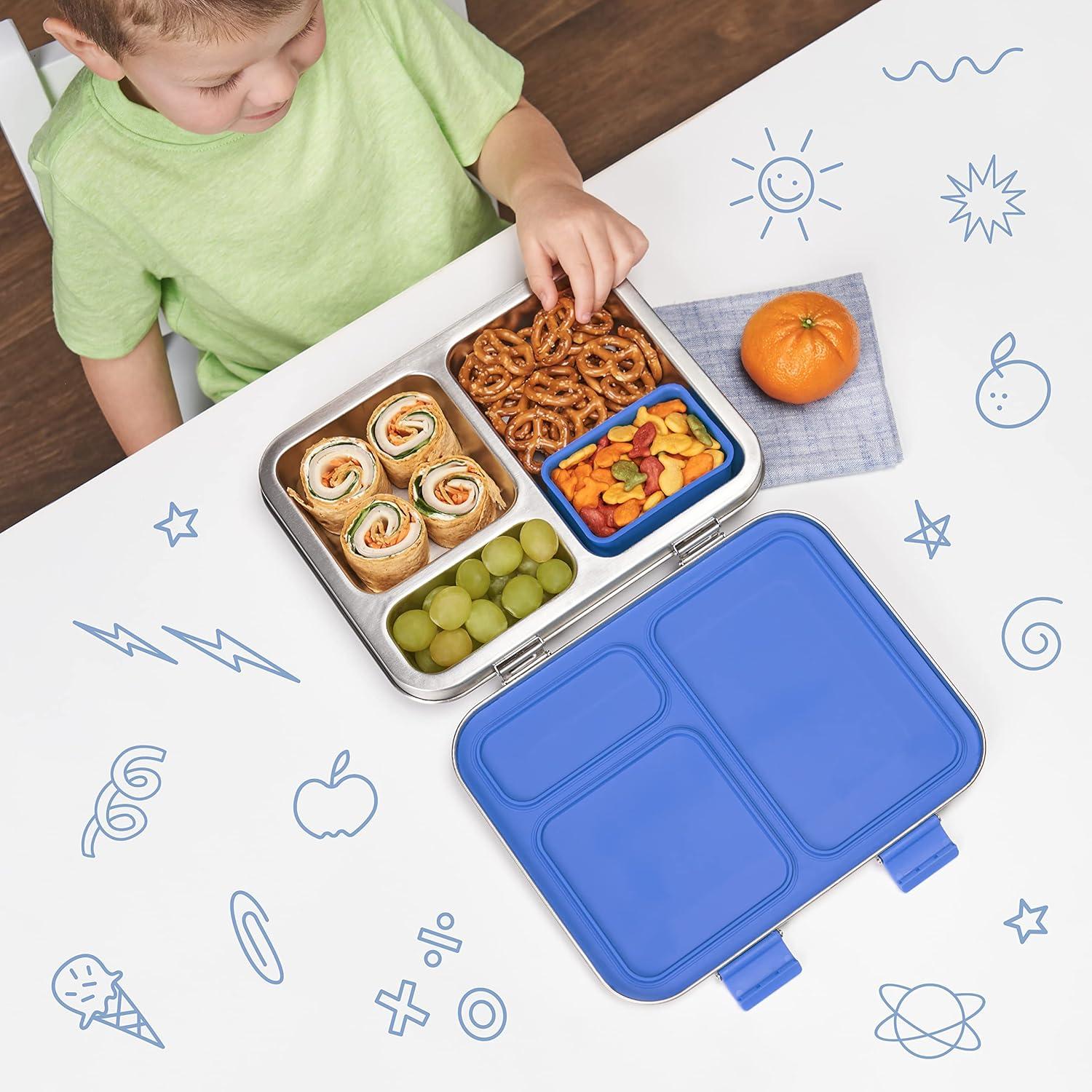 imageBentgo Kids Stainless Steel Lunch Box Set With Reusable Stainless Steel Utensils Blue