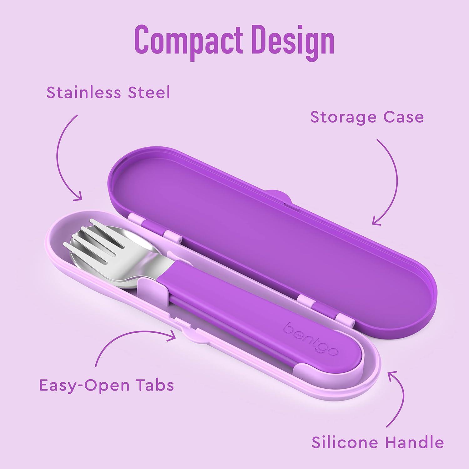 imageBentgo Kids Stainless Steel Lunch Box Set With Reusable Stainless Steel Utensils Purple