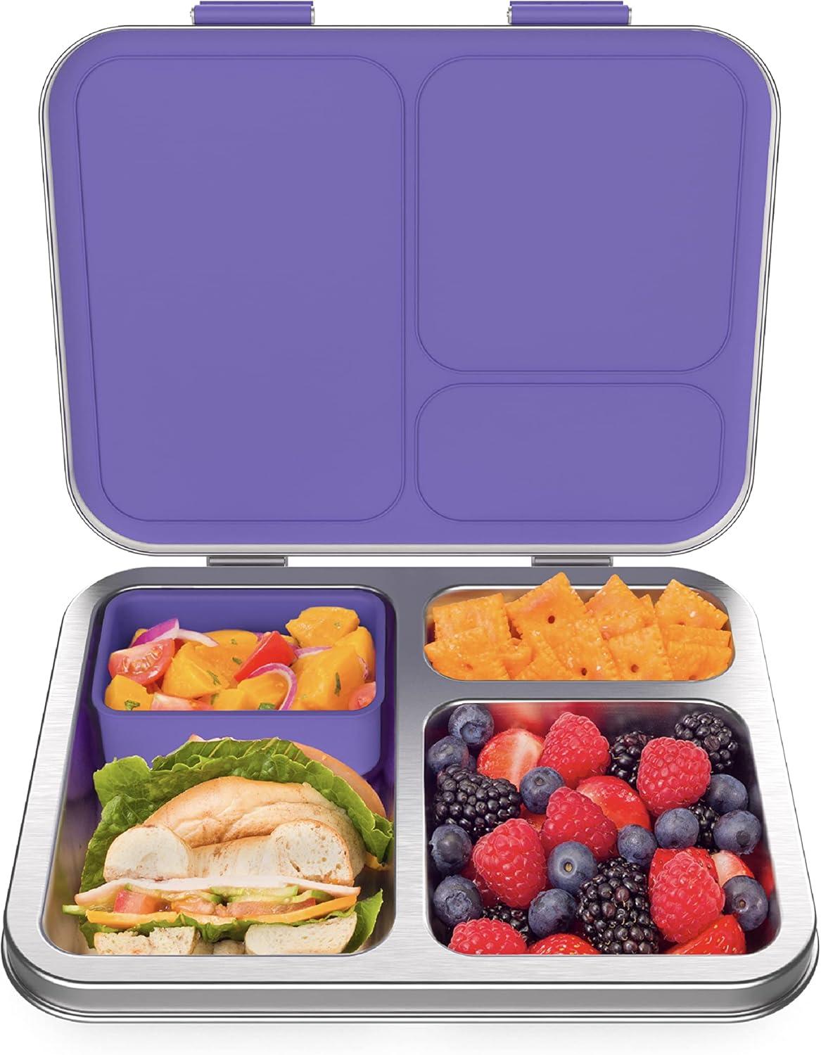 imageBentgo Kids Stainless Steel Lunch Box Set With Reusable Stainless Steel Utensils Purple