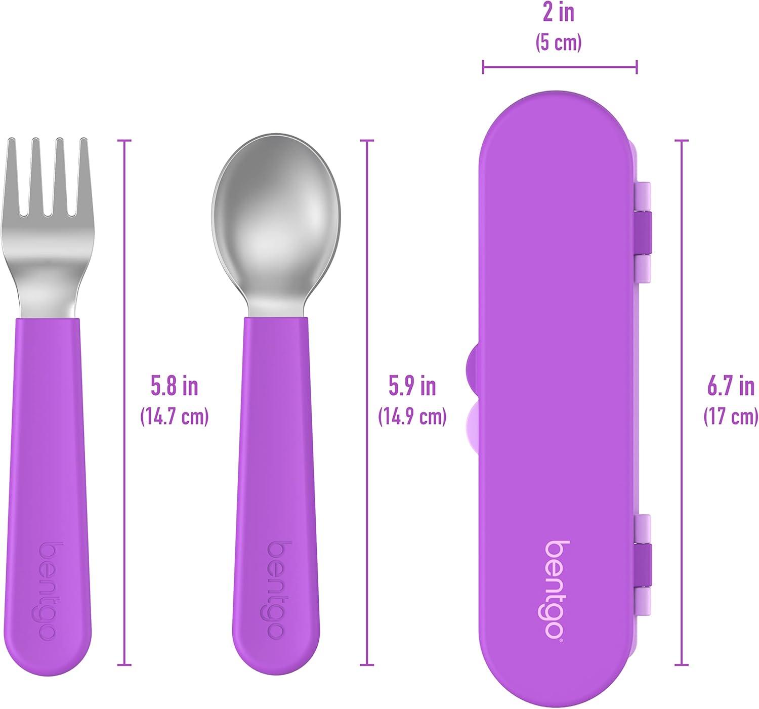 imageBentgo Kids Stainless Steel Lunch Box Set With Reusable Stainless Steel Utensils Purple