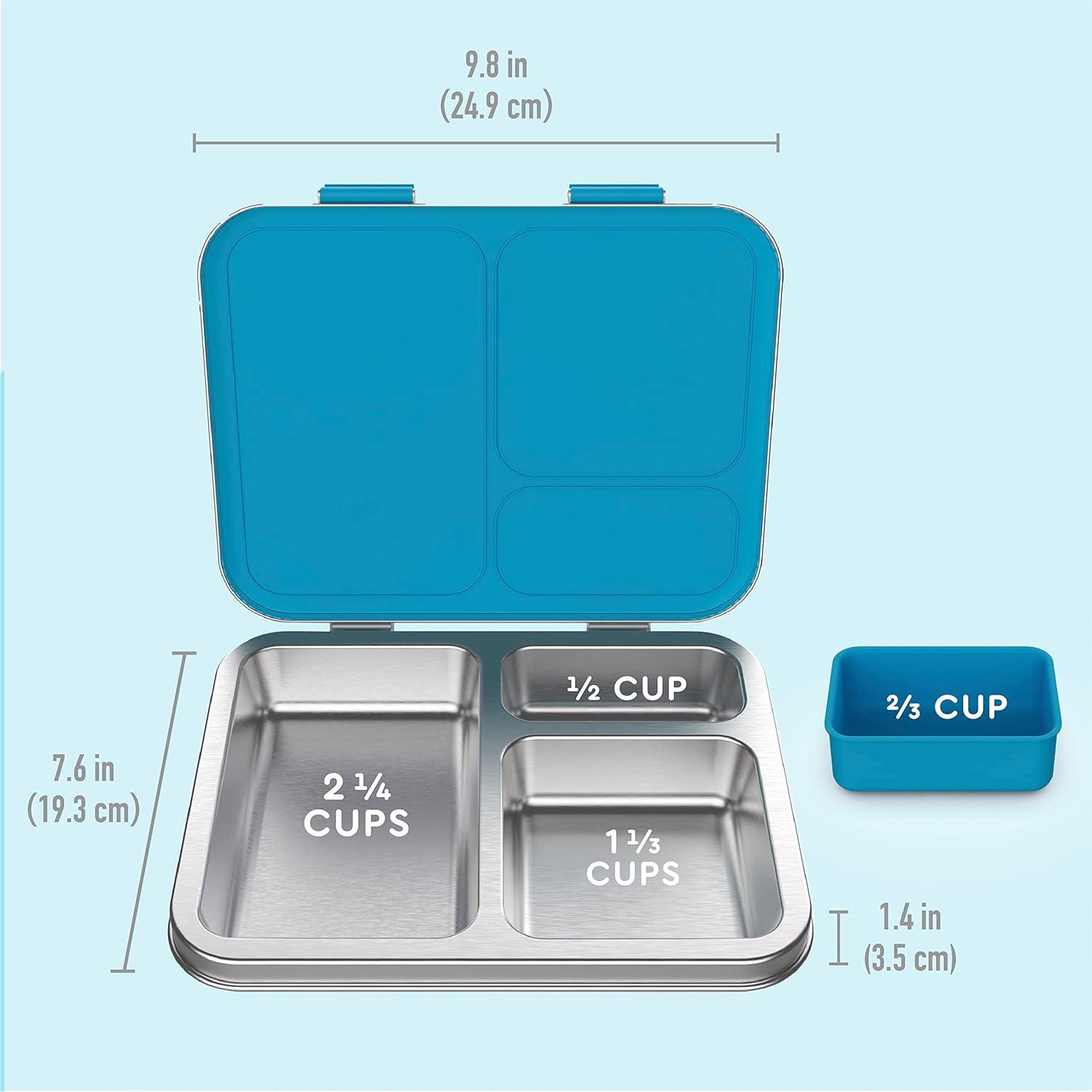 imageBentgo Kids Stainless Steel Prints Lunch Box Set With Reusable Stainless Steel Utensils Dinosaur