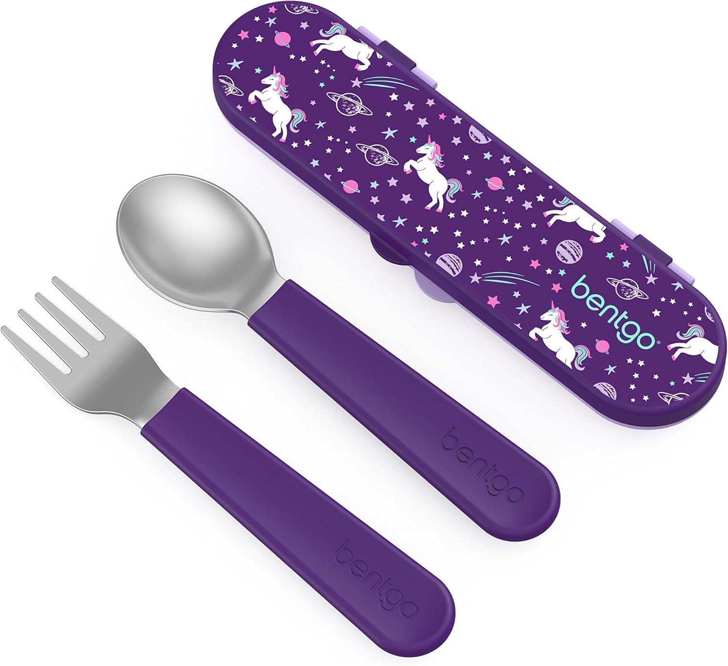 imageBentgo Kids Stainless Steel Prints Lunch Box Set With Reusable Stainless Steel Utensils Unicorn
