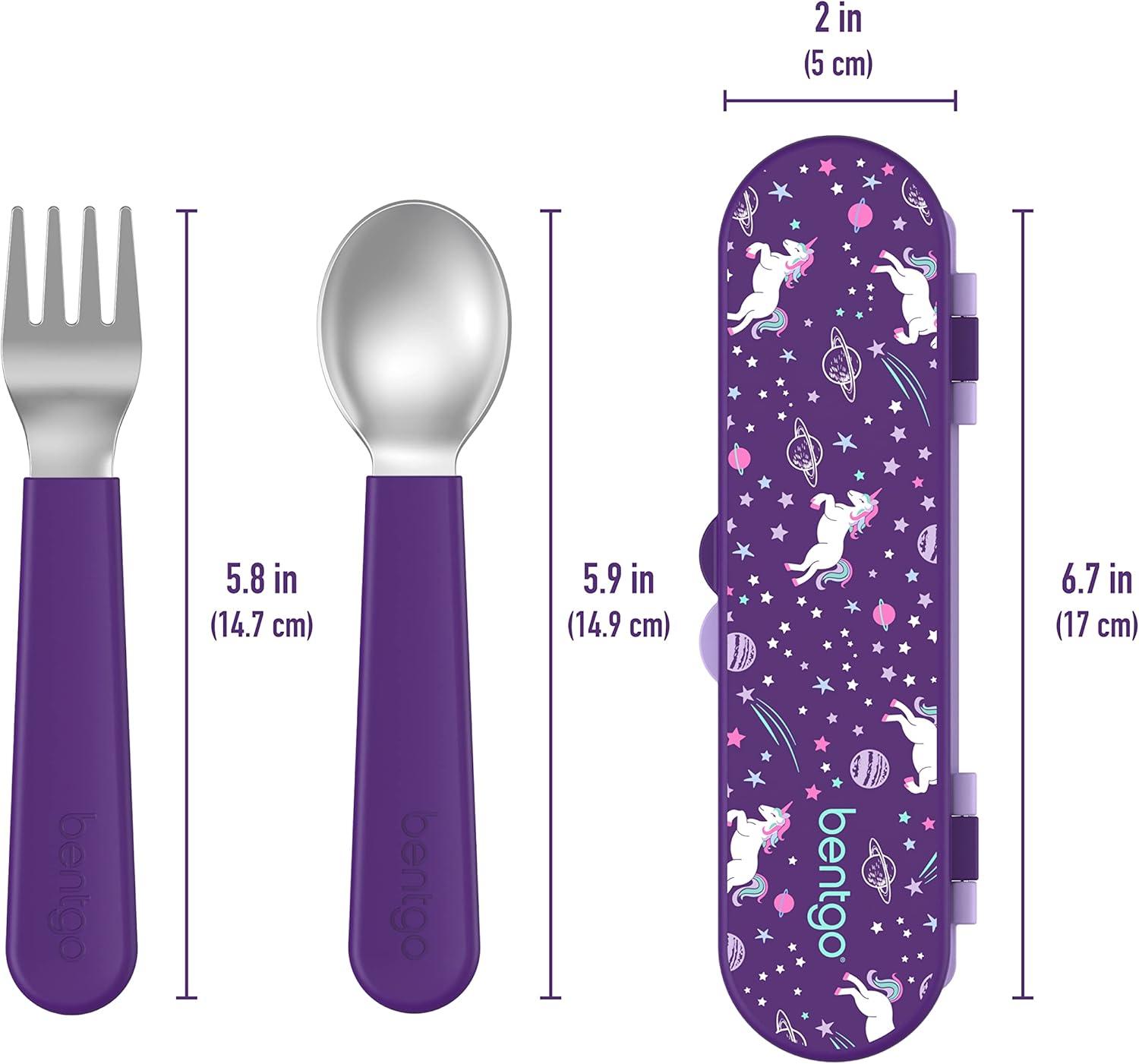 imageBentgo Kids Stainless Steel Prints Lunch Box Set With Reusable Stainless Steel Utensils Unicorn