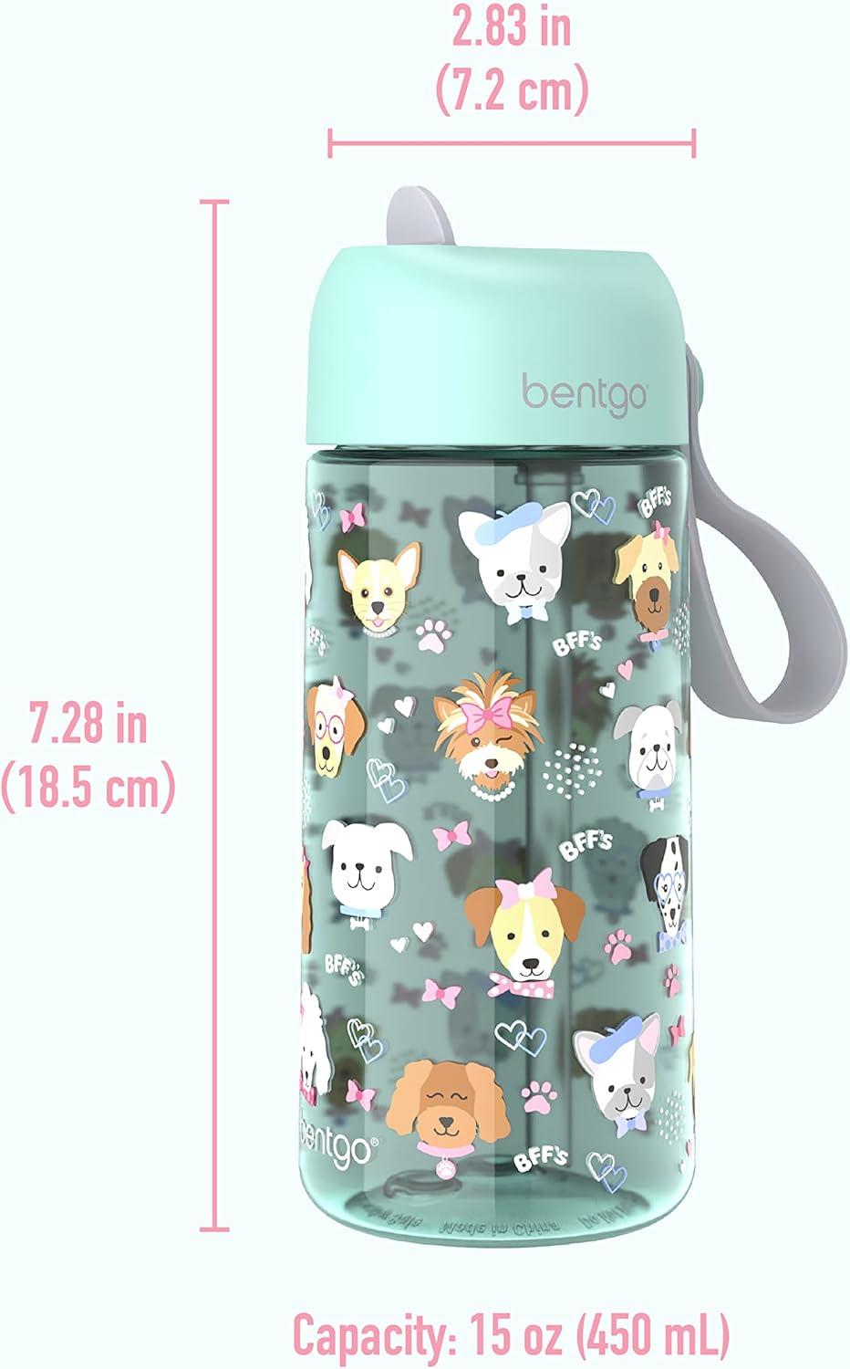 imageBentgo Kids Water Bottle New amp Improved 2023 Set With 2Pack of Water Bottle Replacement Straws Puppy Love