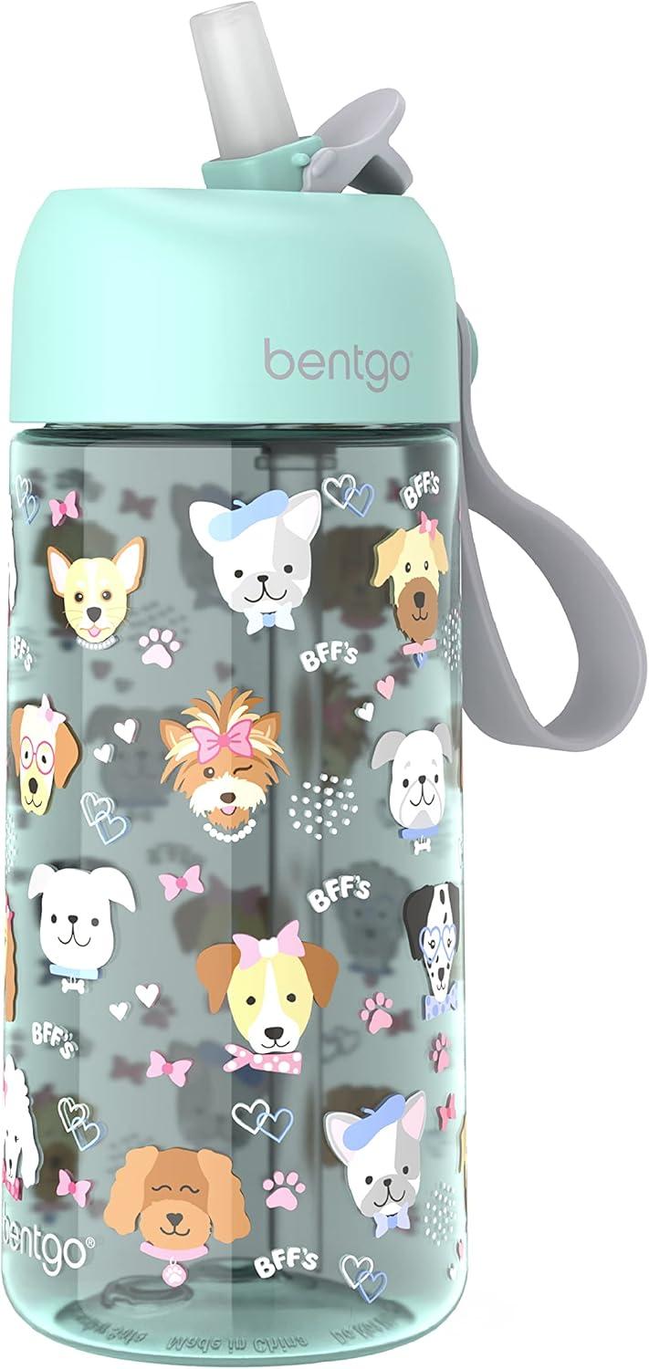 imageBentgo Kids Water Bottle New amp Improved 2023 Set With 2Pack of Water Bottle Replacement Straws Puppy Love