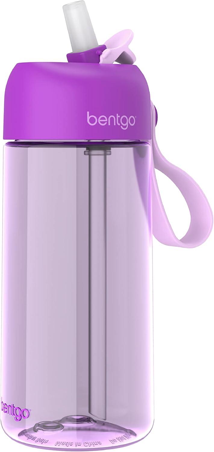 imageBentgo Kids Water Bottle New amp Improved 2023 Set With 2Pack of Water Bottle Replacement Straws Purple