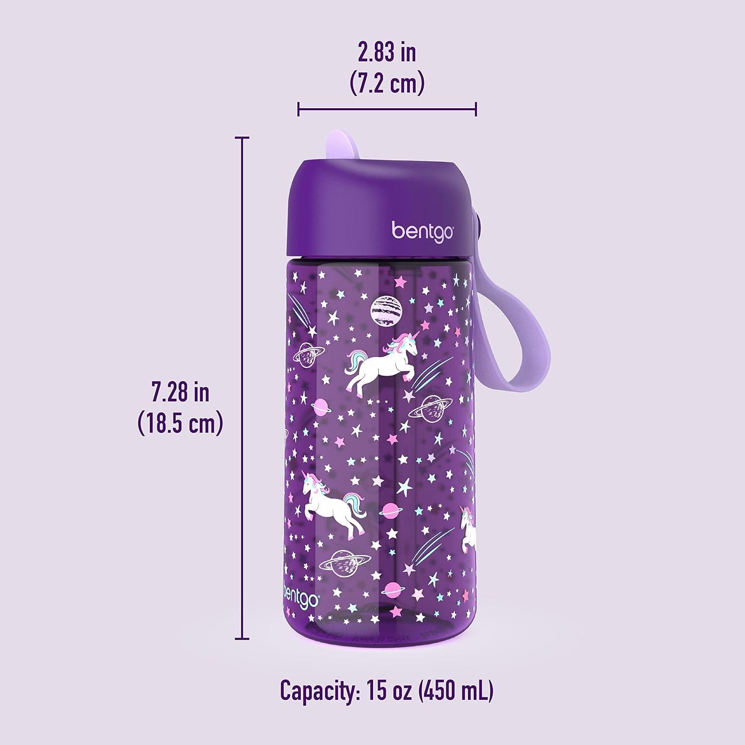 imageBentgo Kids Water Bottle New amp Improved 2023 Set With 2Pack of Water Bottle Replacement Straws Unicorn