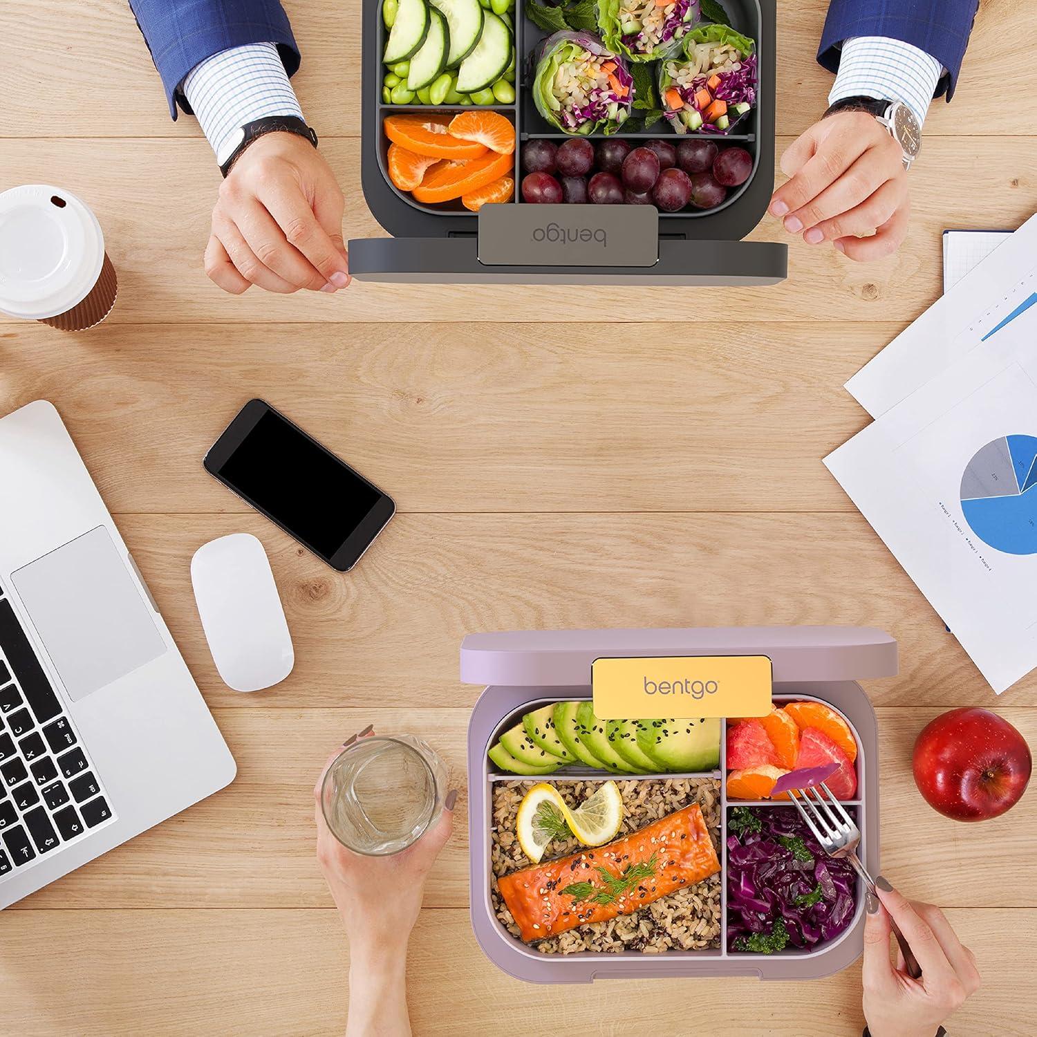 imageBentgo Modern BentoStyle Lunch Box Set With Reusable Snack Cup Dark Gray
