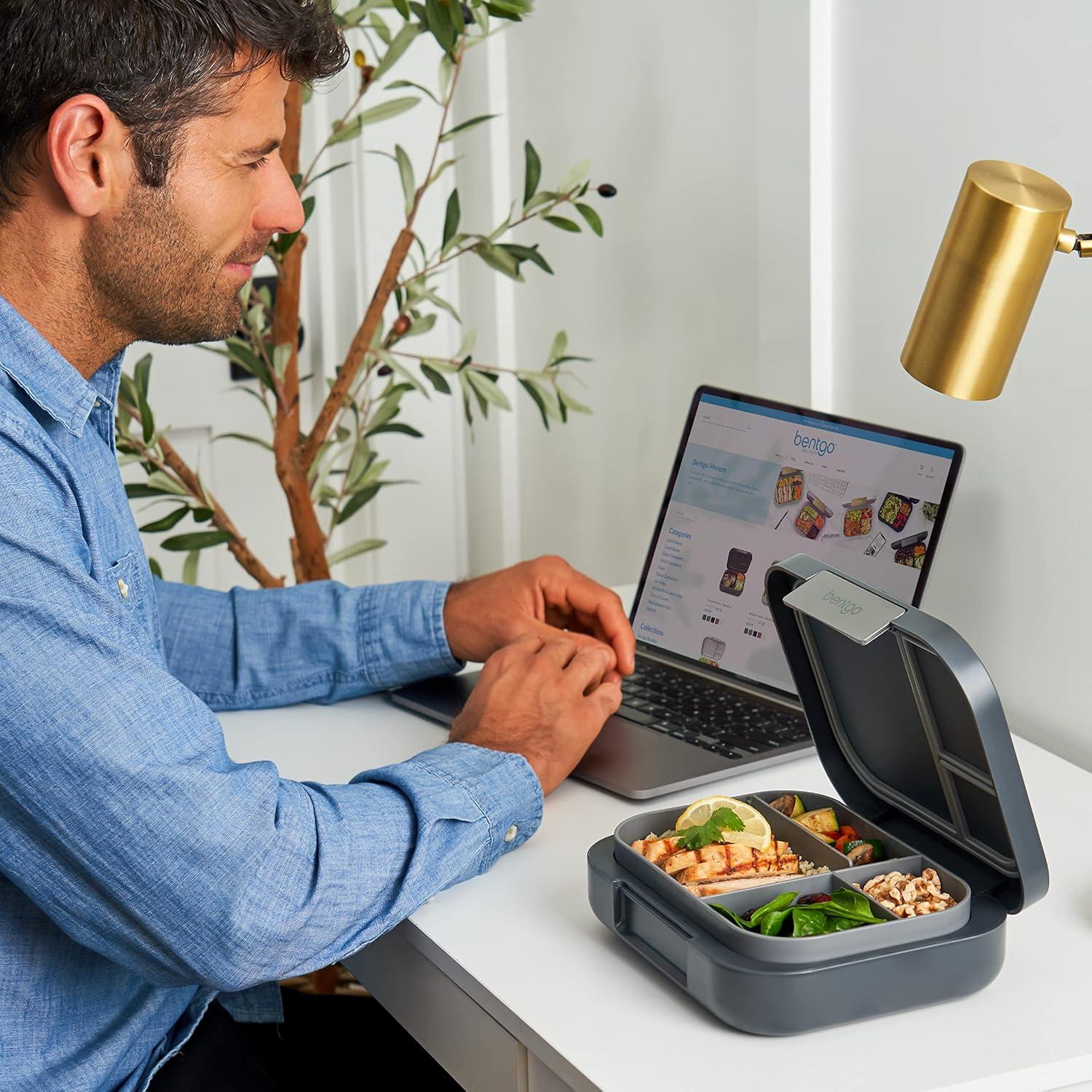 imageBentgo Modern BentoStyle Lunch Box Set With Reusable Snack Cup Dark Gray