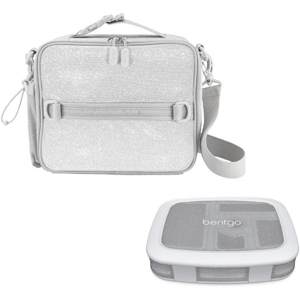 imageBentgo Kids 5Compartment Lunch Box With Insulated Lunch Bag Glitter Edition Silver