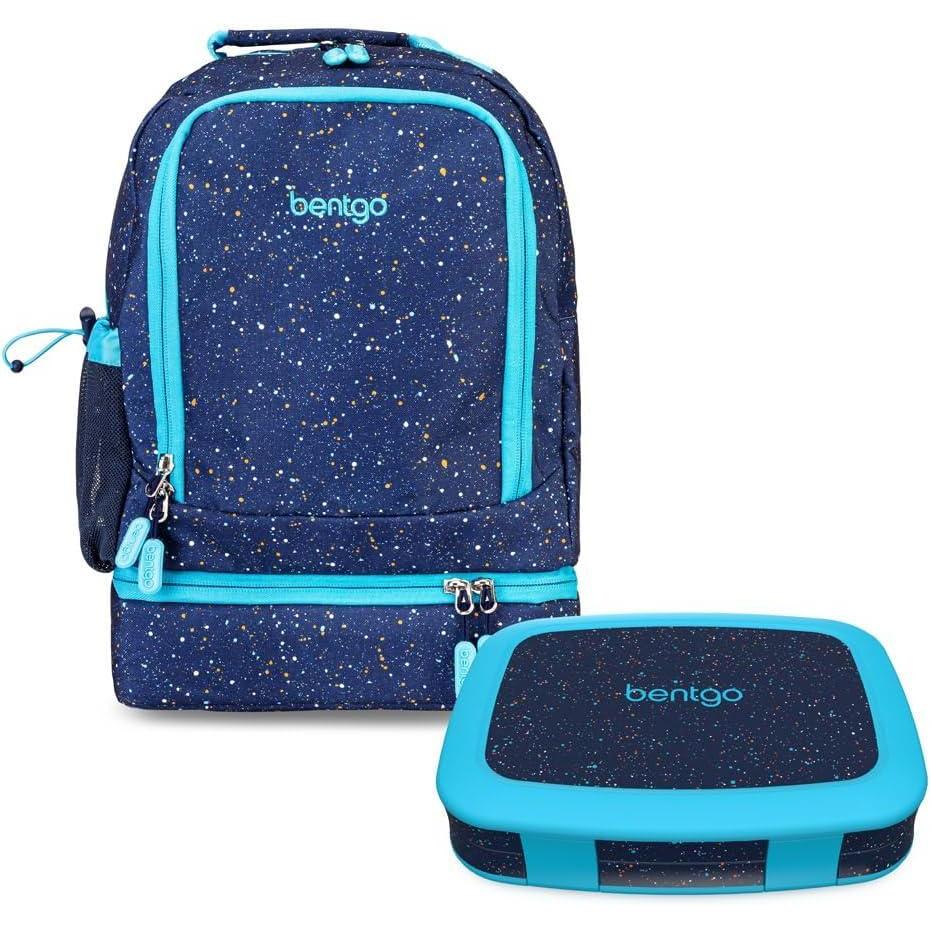 imageBentgo Kids 5Compartment Lunch Box With Kids 2in1 Backpack amp Insulated Lunch Bag Confetti Edition Abyss Blue