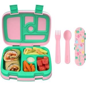 Bentgo® Kids Prints 5-Compartment Bento-Style Kids Lunch Box Set with Reusable Plastic Utensils (Tropical)