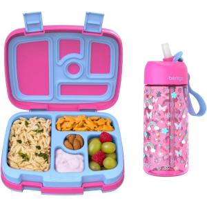 Bentgo Kids Prints Lunch Box Kids Water Bottle – New & Improved 2023 (Rainbows and Butterflies)