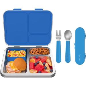 Bentgo® Kids Stainless Steel Lunch Box Set With Reusable Stainless Steel Utensils (Blue)