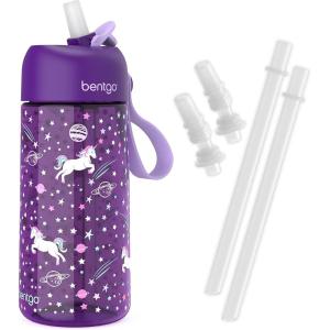 Bentgo® Kids Water Bottle – New & Improved 2023 Set With 2-Pack of Water Bottle Replacement Straws (Unicorn)