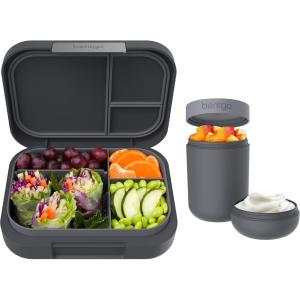 Bentgo® Modern Bento-Style Lunch Box Set With Reusable Snack Cup (Dark Gray)