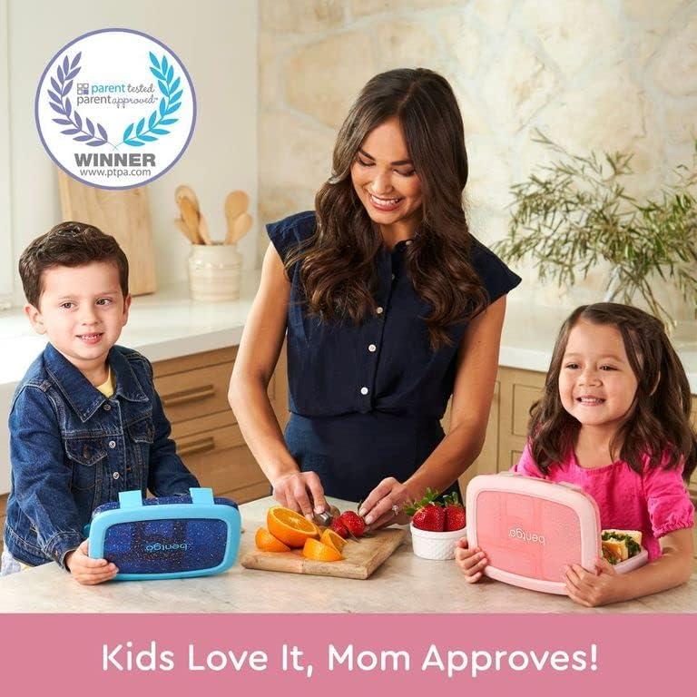 imageBentgo Kids 5Compartment Lunch Box With Kids 2in1 Backpack amp Insulated Lunch Bag Glitter Edition Petal Pink