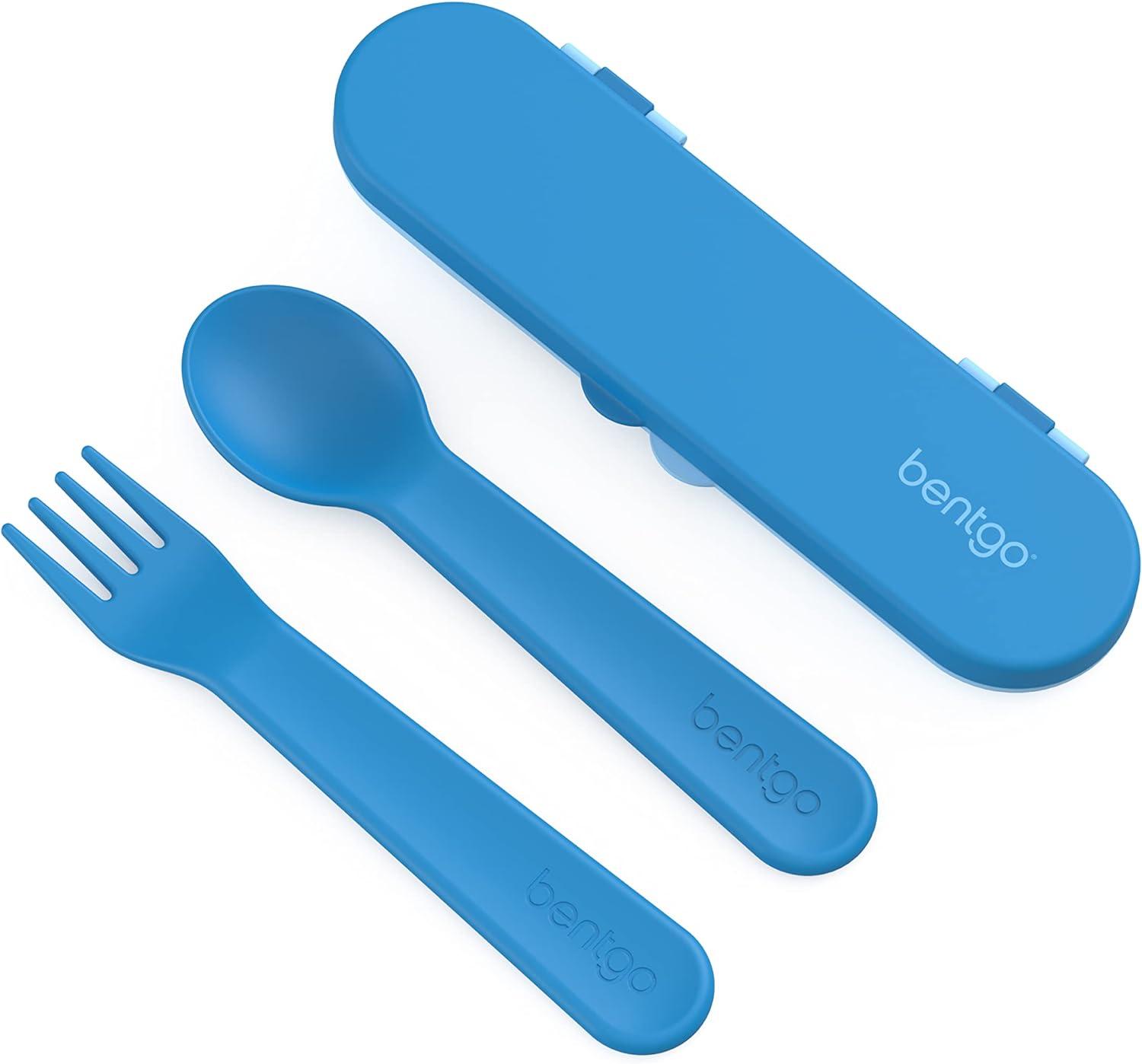 imageBentgo Kids BentoStyle 5Compartment Lunch Box With Kids Reusable Plastic Utensils Blue