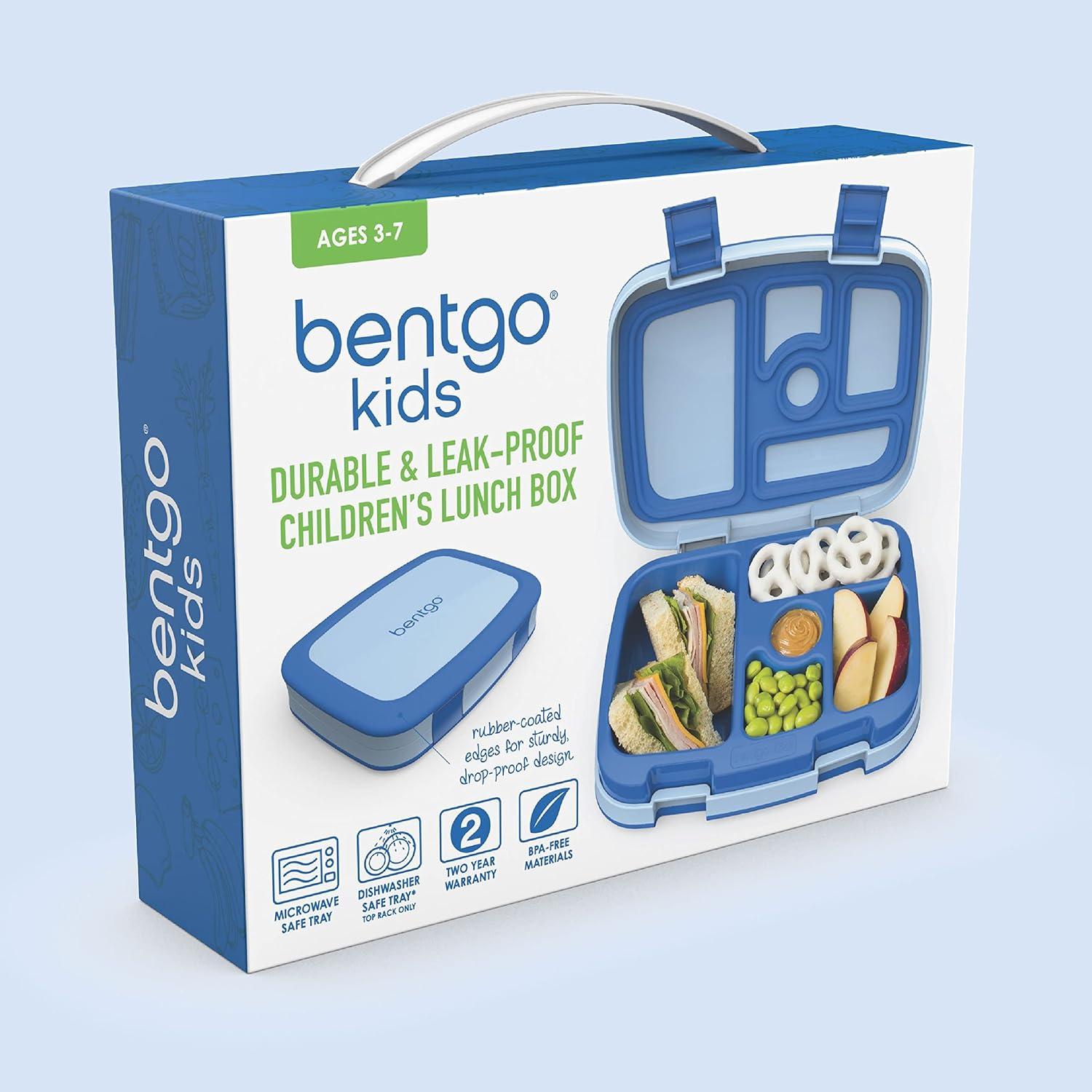 imageBentgo Kids BentoStyle 5Compartment Lunch Box With Kids Reusable Plastic Utensils Blue