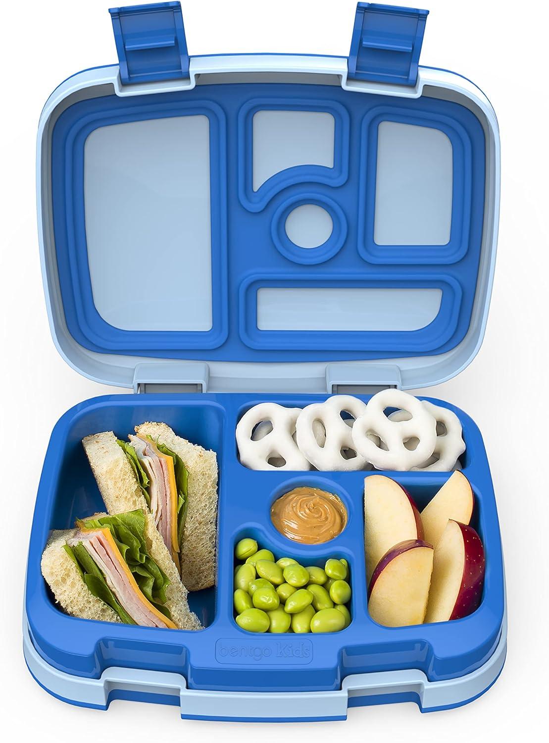 imageBentgo Kids BentoStyle 5Compartment Lunch Box With Kids Reusable Plastic Utensils Blue