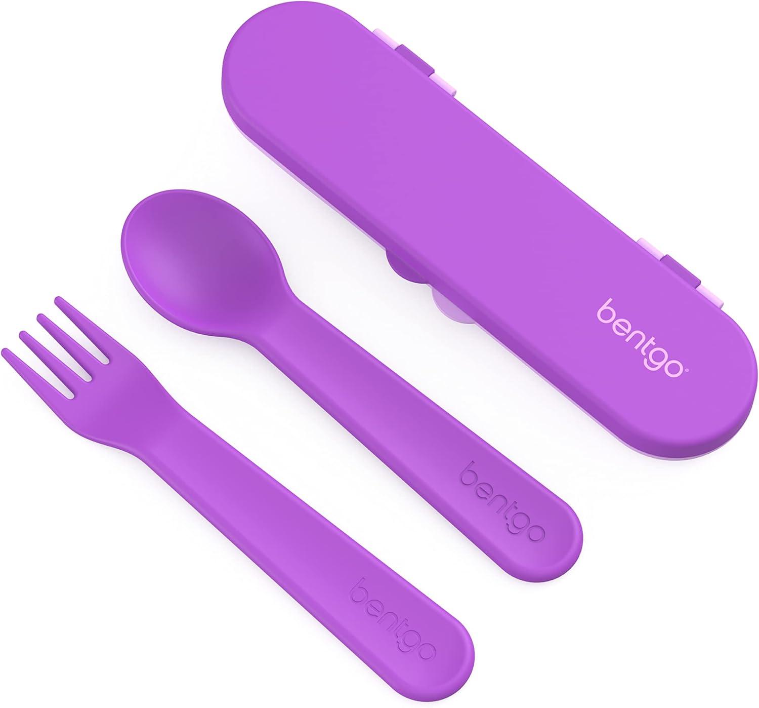 imageBentgo Kids BentoStyle 5Compartment Lunch Box With Kids Reusable Plastic Utensils Purple