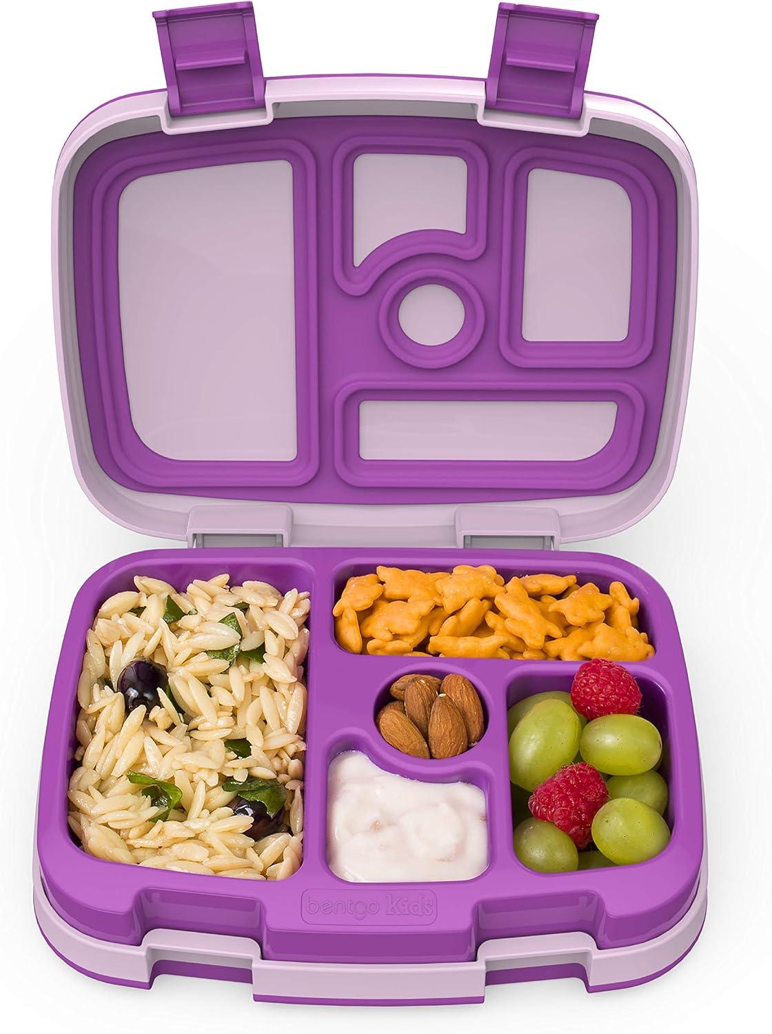 imageBentgo Kids BentoStyle 5Compartment Lunch Box With Kids Reusable Plastic Utensils Purple