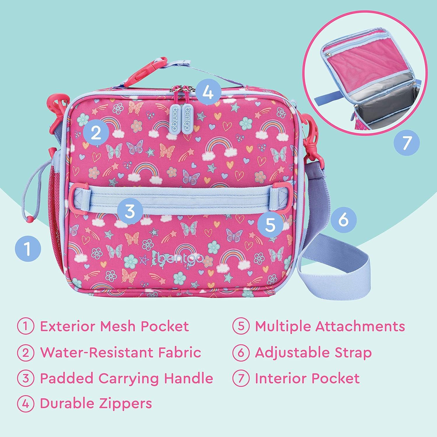imageBentgo Kids Lunch Bag Set Water Bottle New amp Improved 2023 Rainbows and Butterflies