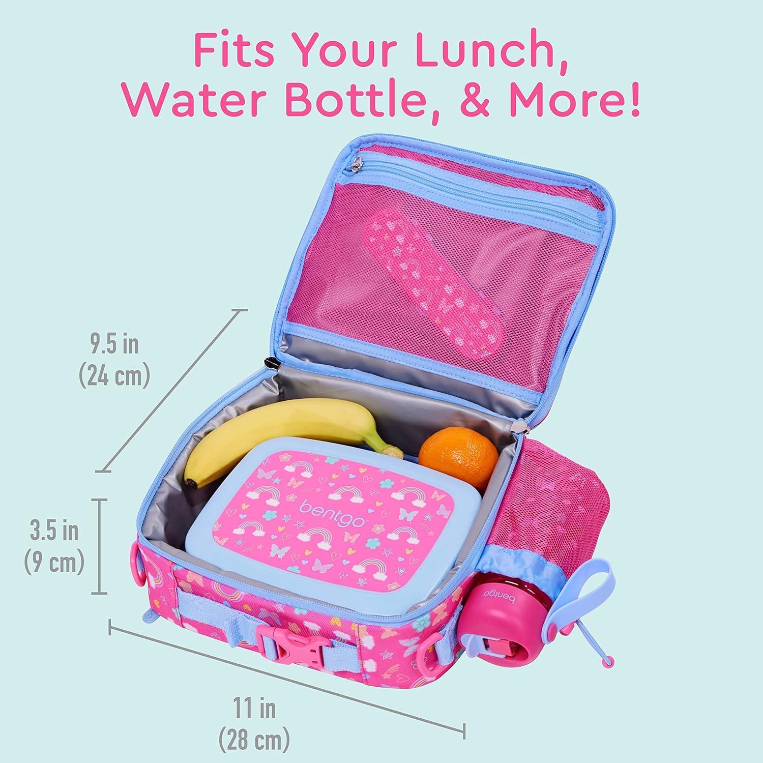 imageBentgo Kids Lunch Bag Set Water Bottle New amp Improved 2023 Rainbows and Butterflies