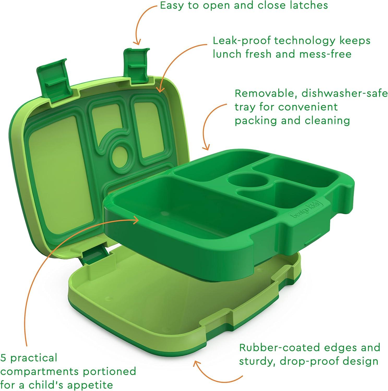 imageBentgo Kids Prints 5Compartment BentoStyle Kids Lunch Box Set with Reusable Plastic Utensils Safari
