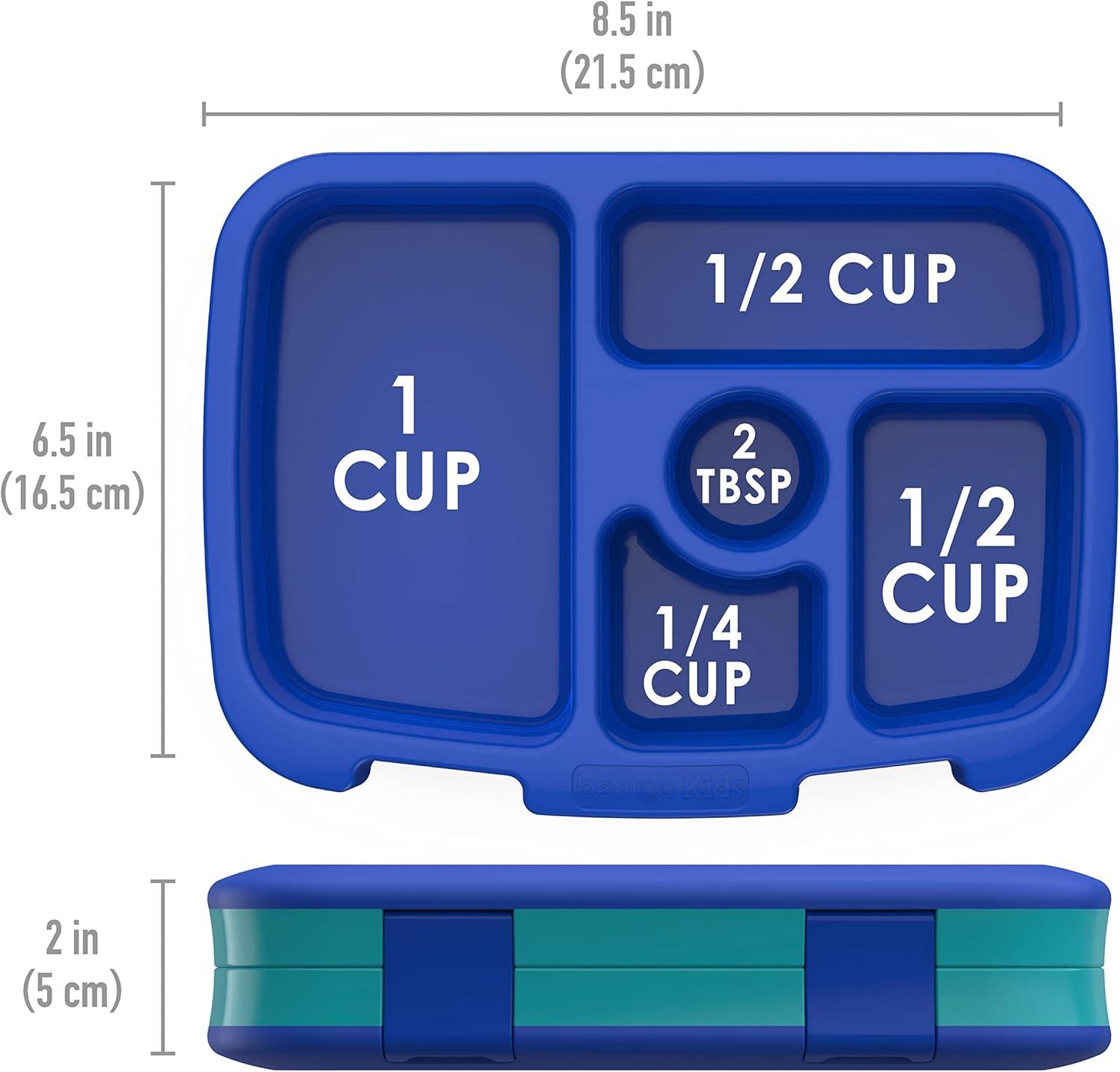 imageBentgo Kids Prints 5Compartment BentoStyle Kids Lunch Box Set with Reusable Plastic Utensils Sharks