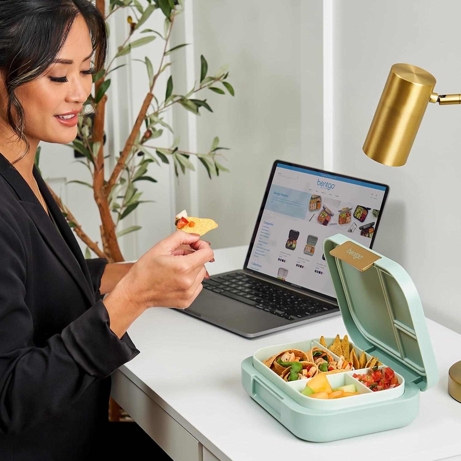 imageBentgo Modern BentoStyle Lunch Box Set With Reusable Snack Cup Mint Green