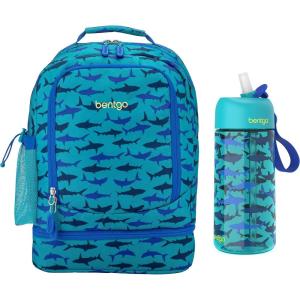 Bentgo® Kids 2-in-1 Backpack & Insulated Lunch Bag Set Water Bottle – New & Improved 2023 (Shark)