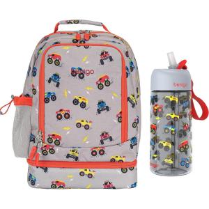 Bentgo Kids 2-in-1 Backpack & Insulated Lunch Bag Set Water Bottle – New & Improved 2023 (Trucks)