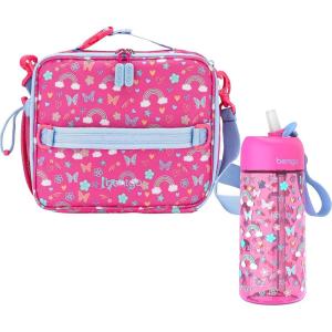 Bentgo® Kids Lunch Bag Set Water Bottle – New & Improved 2023 (Rainbows and Butterflies)