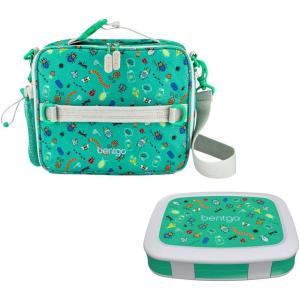 Bentgo Prints Insulated Lunch Bag Set With Kids Bento-Style Lunch Box (Bug Buddies)