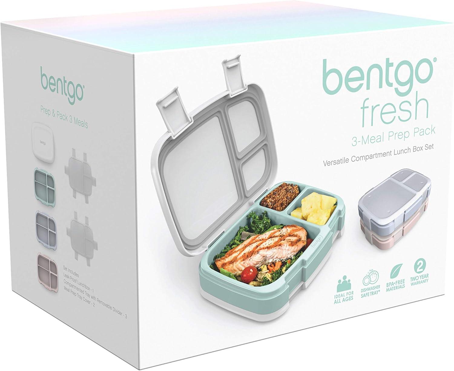 imageBentgo Fresh 3Pack Meal Prep Lunch Box Set Reusable 3Compartment Containers for Meal Prepping Healthy Eating OntheGo and Balanced PortionControl BPAFree Microwave amp Dishwasher Safe