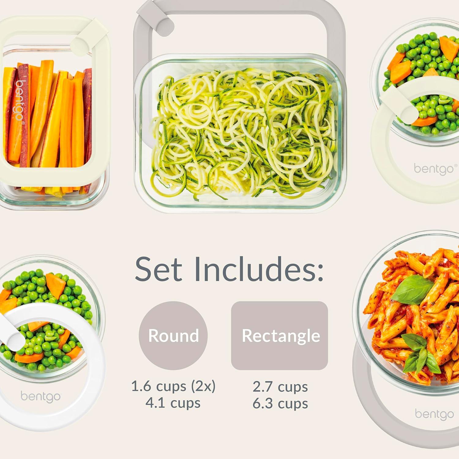 imageBentgo Signature LeakProof Glass Food Storage 10Piece Set 1Compartment PlasticFree Containers with Airtight Glass Lids BPAFree Microwave Freezer Oven amp Dishwasher Safe White Stone10Piece Set White Stone
