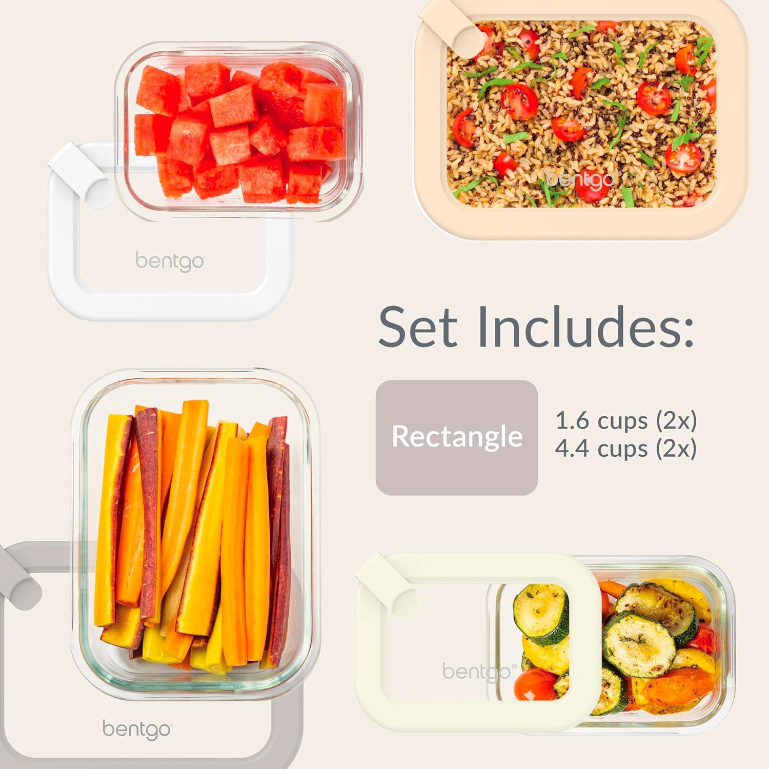 imageBentgo Signature LeakProof Glass Food Storage 10Piece Set 1Compartment PlasticFree Containers with Airtight Glass Lids BPAFree Microwave Freezer Oven amp Dishwasher Safe White Stone8Piece Set White Stone