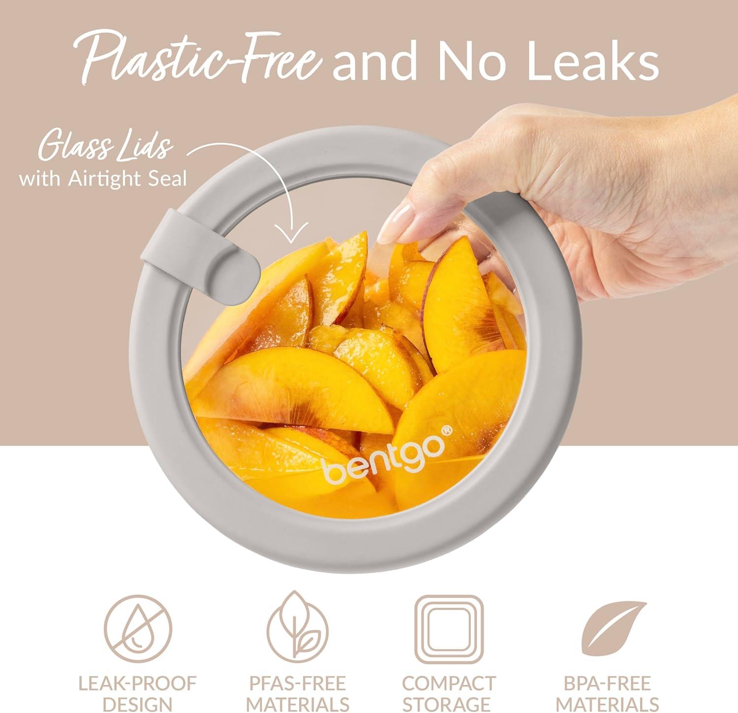 imageBentgo Signature LeakProof Glass Food Storage 12Piece Set 1Compartment PlasticFree Containers with Airtight Glass Lids BPAFree Microwave Freezer Oven amp Dishwasher Safe White StoneWhite Stone
