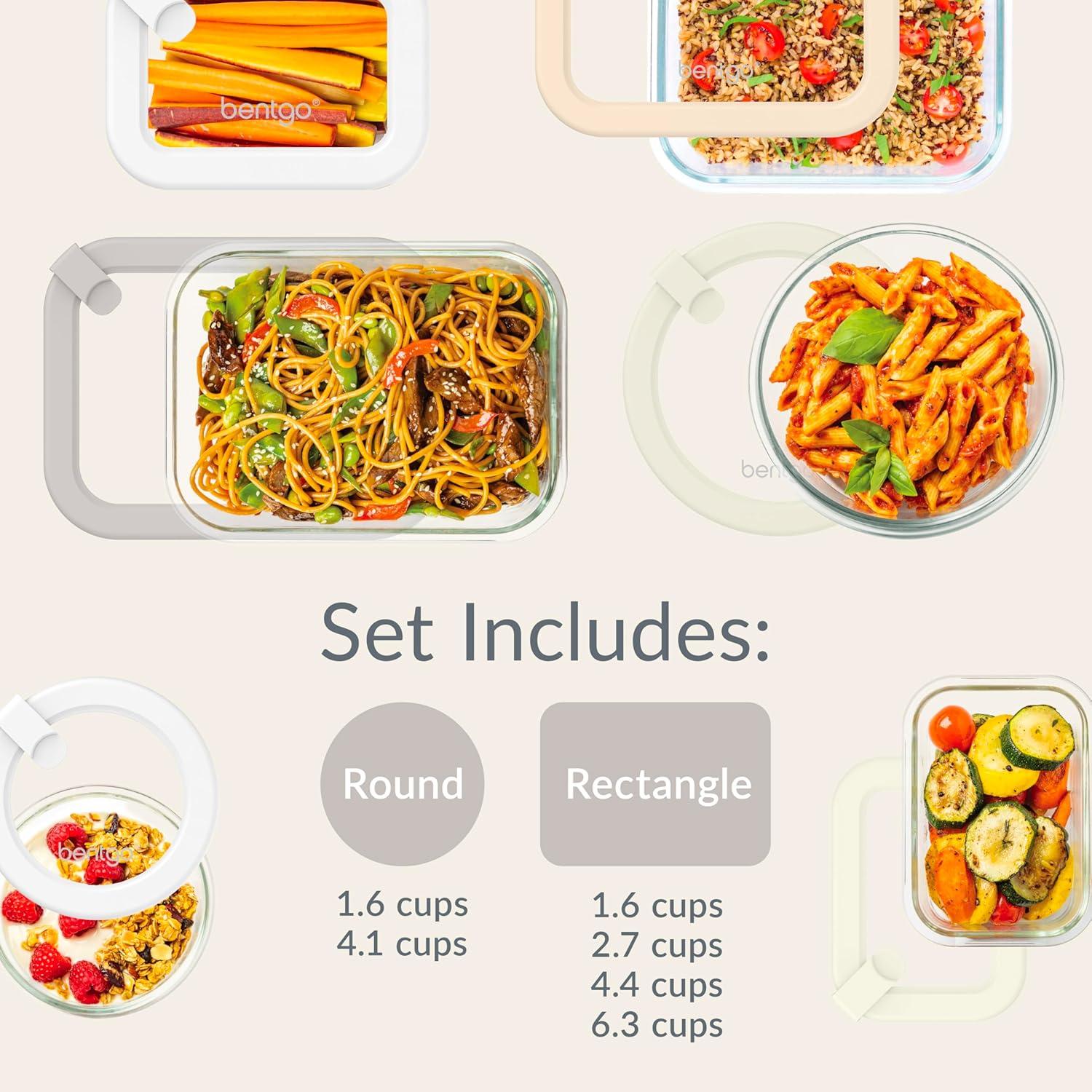 imageBentgo Signature LeakProof Glass Food Storage 12Piece Set 1Compartment PlasticFree Containers with Airtight Glass Lids BPAFree Microwave Freezer Oven amp Dishwasher Safe White StoneWhite Stone
